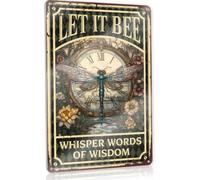Bar Metal Sign Decor Whisper Words Of Wisdom Let It Be Dragonfly Tin Sign Tin Signs Camping Rules Room Door Sign(20X30CM)