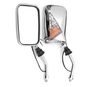 Bar Mirrors Motorcycle 12V 10mm Universal for Motorcycles Scooters ATVs Pair Chrome Motorcycle Rearview Side Mirrors with Turn Signal Indicator Light Rear