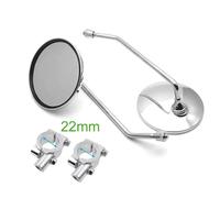 Bar Mirrors Motorcycle A Pair Chrome Motorcycle Scooter Mirrors Universal Motorbike Rear View Mirror 8mm 22mm 25mm handlebar Round Oval Convex Mirrors Motorcycle Rear(For 22mm handlebar)