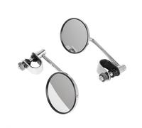 Bar Mirrors Motorcycle Pair Motorcycle Handlebar Rear View Mirrors Round Convex Clip-On 22-25mm Black Retro For Chopper For Cruiser Rear(Black)