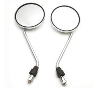 Bar Mirrors Motorcycle Pair Silver Chrome Motorcycle Scooter Mirrors Universal Motorbike Rear View Mirror 8mm Thread Retro Round Oval Convex Mirrors Motorcycle Rear
