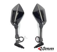Bar Mirrors Motorcycle Universal 10mm Motorcycle with LED Light Rearview Mirror Rear View Mirrors Housing Side Mirror FOR BMW R1200gs R1200GS R1200RT Motorcycle Rear(Black-10mm)