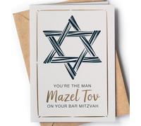 Bar Mitzvah Card - Bar Mitzvah Cards for Boys, Son, Grandson - Jewish Congratulations Mazel Tov Cards - Goodluck You're the Man - 13th Birthday Card for him - Jewish Special Milestone - NUM 274