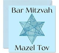 Bar Mitzvah Card for Boys Him, Zentangle Star of David