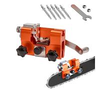 Bar Mounted Chain Manual Sharpener Chainsaws Saw,Chainsaw Sharpener Jig Kit Universal Chain Saw Blade Sharpening Tool with 5 Sharpening Rods (A)