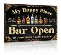 "Bar Open" Bar Sign, "Proudly Serving Whatever You Bring" Metal Tin Sign, Funny Bar Accessories for Home Pub, Man Cave, Outdoor Garden, Cafe, Apartment, Club, 12x8 Inches (C)