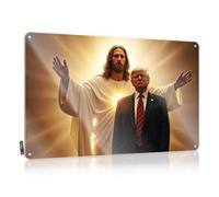 Bar Open Metal Sign Jesus And Politician In Heavenly Light Tin Sign Funny Door Signs Bar Accessories For Man Cave(20X30CM)
