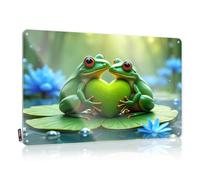 Bar Open Metal Sign Love In The Rainforest: Two Frogs Share A Heart Tin Sign Funny Door Signs Bar Accessories For Man Cave(20X30CM)