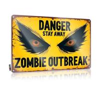 Bar Open Metal Sign Zombie Outbreak: Danger, Stay Away Tin Sign Funny Door Signs Bar Accessories For Man Cave(30X40CM)