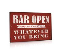 Bar Open Metal Tin Sign Bar Man Cave Funny Wall Decor, 8"x12"