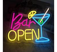 Bar Open Neon Sign Cocktail Neon Light Wall Art Decor Led Open Sign for Home Bar Pub Club Man Cave Bistro Tavern Party Man Cave
