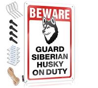Bar Posters Beware! Guard Siberian Husky On Duty Tin Sign Tin Sign Decor Retro Signs(30X40CM)