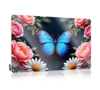Bar Posters Blue Butterfly Among Pink Flowers Tin Sign Tin Funny Vintage Sign Funny Signs Billiard(30X40CM)
