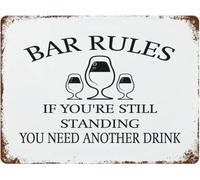 Bar Rules If You'Re Still Standing You Need Another Drink Metal Signs Quotes Inspired Decorations Metal Sign Wall Decor Tin Signs For Garage Man Cave Shop Bar Pub Decor Gift For Women Men 8x12 Inch