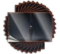 Bar Rules Sign Silent Figure In The Rain: A Mysterious Portrait Stickers 10Pcs Metal Signs Funny Sports Bar Decor(6X9CM)