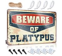 Bar Rules Tin Metal Sign Beware Of Platypus Sign Garage Signs Funny Tin Signs Funny Vintage(20X30CM)