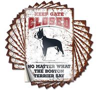 Bar Rules Tin Metal Sign Keep Gate Closed No Matter What The Boston Terrier Say Funny Sticker 10 Pcs Bar Metal Tin Sign Retro Metal Signs(12X18CM)