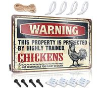 Bar Rules Tin Metal Sign Warning This Property Is Protected By A Highly Trained Chicken2 Sign Garage Signs Funny Tin Signs Funny Vintage(30X40CM)