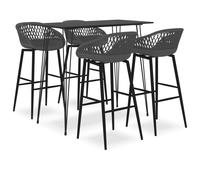 Bar set 120 x 60 x 105 cm Black MDF & Powder-Coated Metal Table with 4 PP Stools
