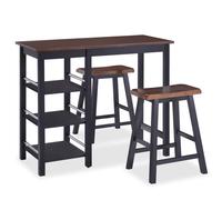 Bar Set 3 Piece MDF Kitchen Dining Furniture Table Stools Black/White vidaXL