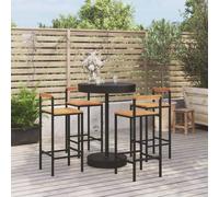 Bar set 3pc Black PE rattan & Acacia Wood 60.5x106cm Table 40x44x100cm incl2pcs