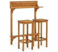Bar Set 3pc Solid Acacia Wood Balcony Bistro Table & 2 Stools 90x37x122.5cm incl