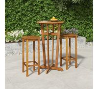 Bar set 3pc Solid Acacia Wood Warm Oil Finish Bistro 60x105cm Table 2 Barstools