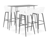 Bar set 5pc Black MDF Top & Metal Frame 120x60x105cm with 4 PP Mesh Back Stools