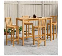 Bar Set 5pc Natural Solid Teak 150x75x105cm Weatherproof Slatted 4-Seater Incl.