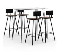 Bar set 5pc White MDF Top Reclaimed Wood Stools 120x60x105cm Steel Powder-coated