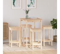 Bar Set 80x80x110 cm Solid Pine Wood Brown 5-Piece Pub Table & Stools Indoor Set