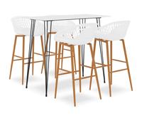 vidaXL Bar Set 5 Piece White and Black Kitchen Dining Room Chair Stool Table