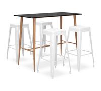 vidaXL Bar Set 5 Piece Black and White Kitchen Dining Room Chair Stool Table