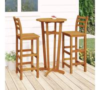 Bar Set Solid Acacia Wood Warm Oil Finish 60x105cm Table 34x76cm Chairs Bistro.