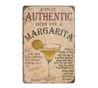 Bar Sign A True Authentic Recipe for A Margarita,Vintage Metal Sign Wall Decor for Home Kitchen Bar Coffee Shop Farm,Hang Sign 12x8 Inch
