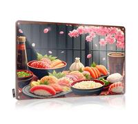 Bar Sign For Home Decor Cherry Blossom Feast: A Vibrant Display Of Japanese Cuisine Tin Sign Warning Signs For Bedroom Funny Desk Signs(30X40CM)