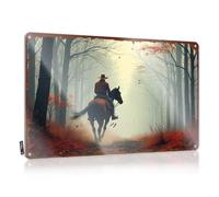 Bar Sign For Home Decor Rider In Autumn Fog: A Horseback Journey Through The Woods Tin Sign Warning Signs For Bedroom Funny Desk Signs(30X40CM)