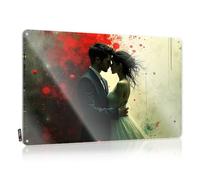 Bar Sign For Outdoor Bar A Couple In Love, Embracing Against A Vibrant, Splattered Background Tin Sign Outdoor Funny Metal Sign Man Cave Signs For Men(20X30CM)