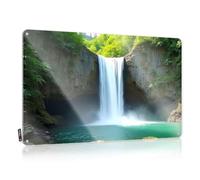 Bar Sign For Outdoor Bar A Picturesque Waterfall Cascades Down A Lush, Green Cliff Into A Serene Pool Below Tin Sign Outdoor Funny Metal Sign Man Cave Signs For Men(30X40CM)
