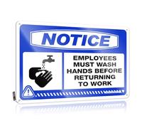 Bar Sign For Outdoor Bar Notice Employees Must Wash Hands Before Returning To Work Tin Sign Warning Tin Sign Home Decor Men(20X30CM)