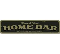 Bar Sign, Personalized Home Bar We're Glad You're Here Metal Decor Sign