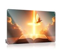Bar Signs For Man Cave An Open Book With A Glowing Cross And Dove In The Sky. Tin Sign Funny Warning Signs Beer Limit Sign(30X40CM)