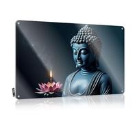 Bar Signs For Man Cave Buddha Statue Holding A Lotus Flower With A Lit Candle. Tin Sign Signs For Garage Vintage Decor(30X40CM)