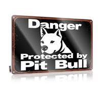 Bar Signs For Man Cave Danger: Protected By Pit Bull Tin Sign Cave Door Sign Tin Bar Signs(20X30CM)
