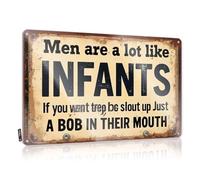 Bar Signs For Man Cave Men Are Like Infants. Feed Them What They Want. Tin Sign Funny Warning Signs Beer Limit Sign(20X30CM)