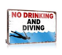 Bar Signs For Man Cave No Drinking And Diving. Tin Sign Funny Warning Signs Beer Limit Sign(20X30CM)