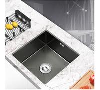 Bar Sink Single Bowl Set Black Nano Stainless Steel Small Kitchen Sink Piece Kit Complete Accessories Thicken Handmade Mini Rv Kitchen Sink with Strainer Drain