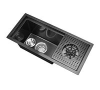 Bar Sink with Glass Rinser, Stainless Steel Undermount Prep Kitchen Sink, 23.4 X 10.2 Inches Single Bowl, for Hotel Cafe Restaurant Workstation