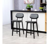 Bar Sools Set of 2, PU Leather Breakfast Bar Chairs with Wood Legs HOMCOM Black One Size