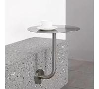 Bar Stainless Steel Table, Round End Table Silver Side Table, L - Shape Wall-mounted Coffee Table for Coffee Shop, Banquet, Living Room - Modern Circle Small Spaces Kitchen Table for Home(Size:35x35x4